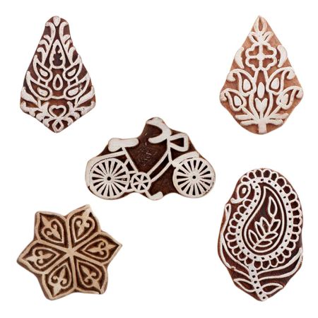 Set of 5 Piece New Mix Wooden Printing Blocks